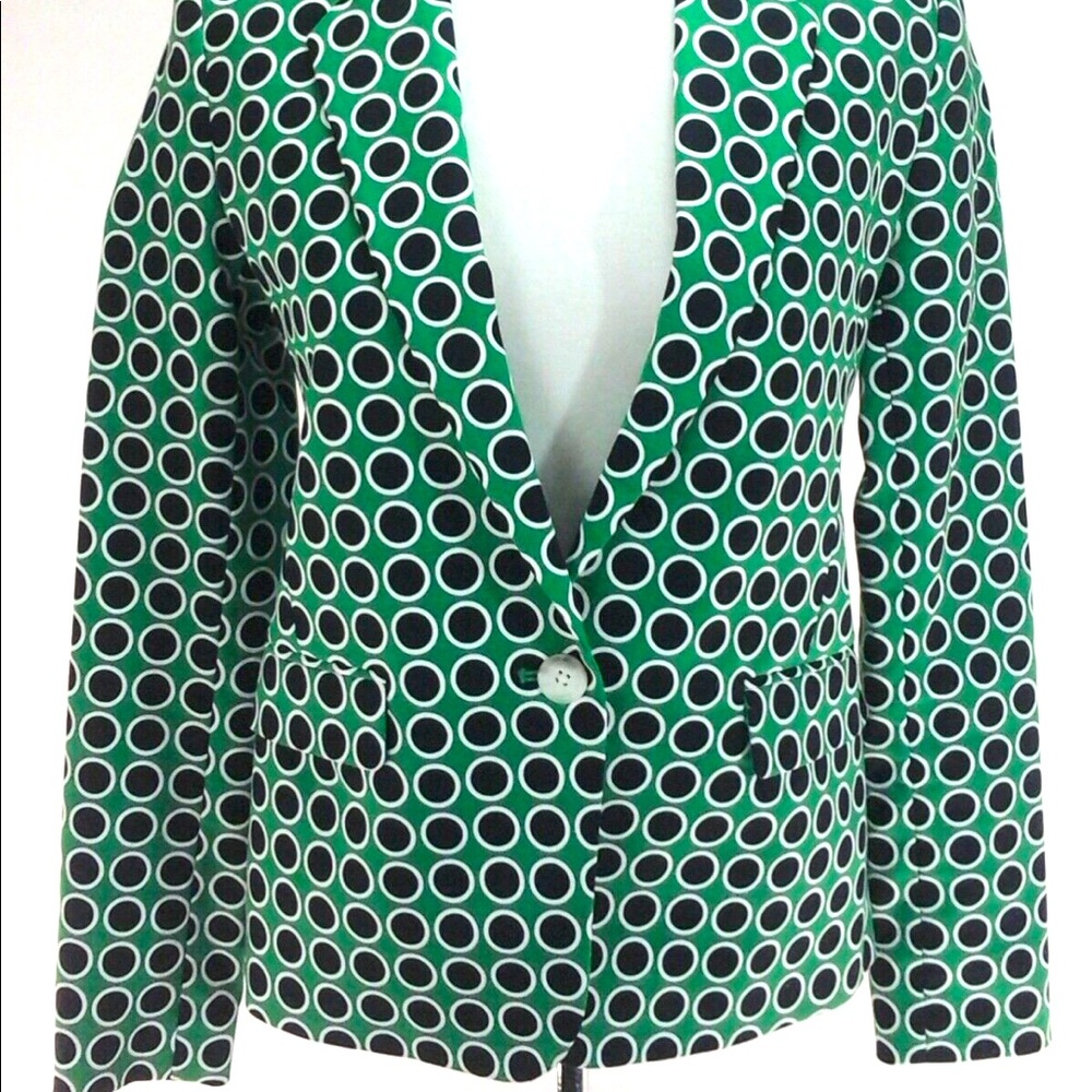 NWT Michael Kors Green and Navy Polka Dot Blazer